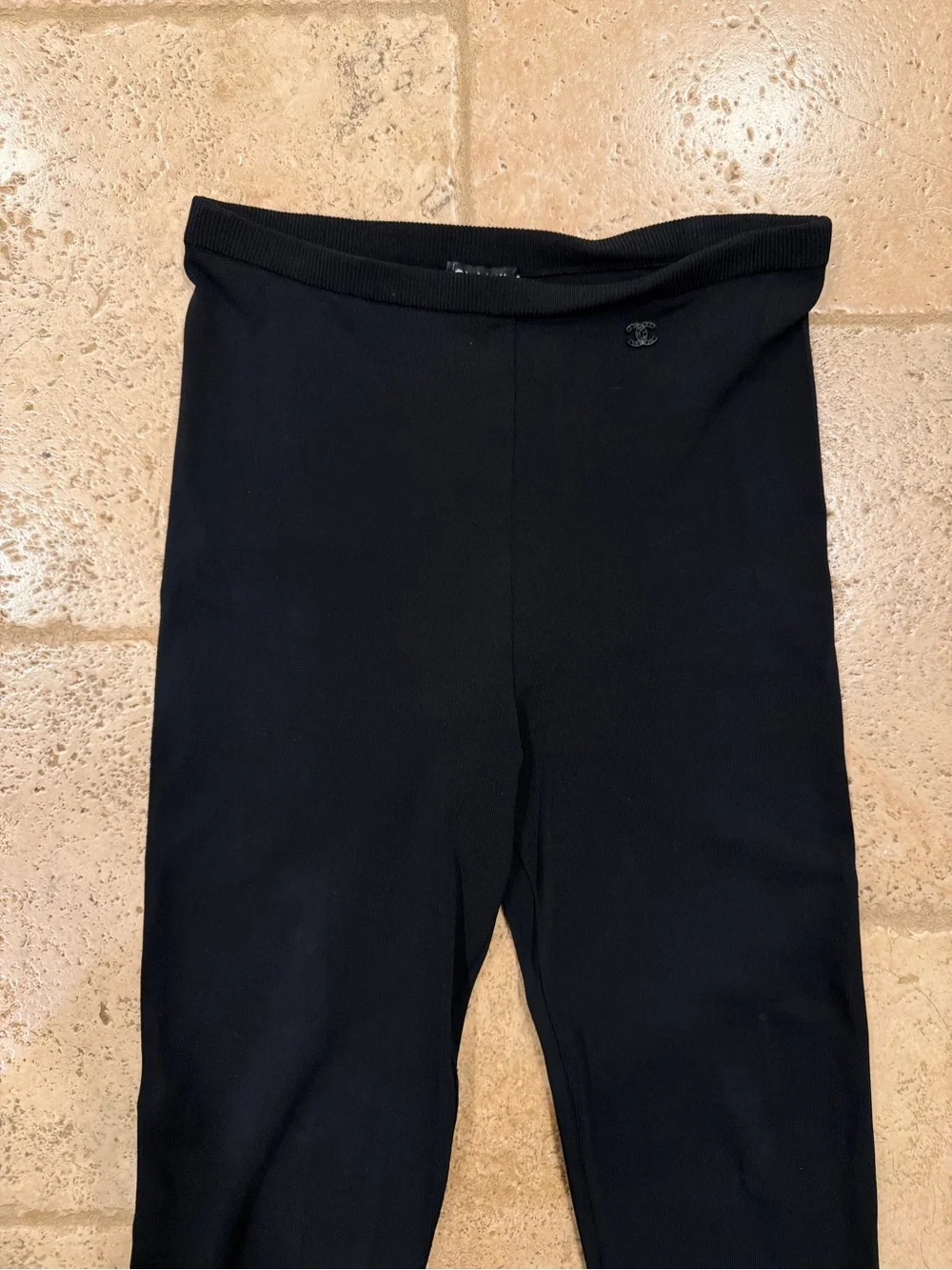 Chanel Skinny Leg Spandex Black CC Logo Pants